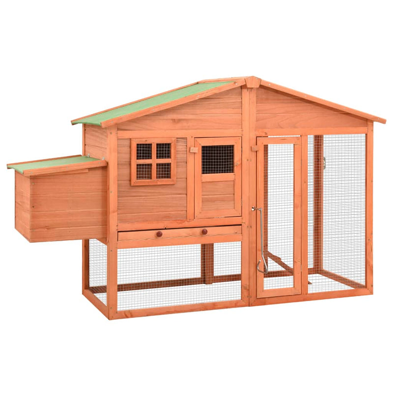 vidaXL Chicken Coop with Nest Box Grey and White Solid Fir Wood