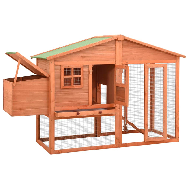 vidaXL Chicken Coop with Nest Box Grey and White Solid Fir Wood