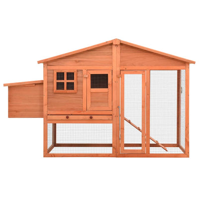 vidaXL Chicken Coop with Nest Box Grey and White Solid Fir Wood