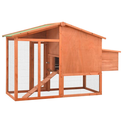 vidaXL Chicken Coop with Nest Box Grey and White Solid Fir Wood