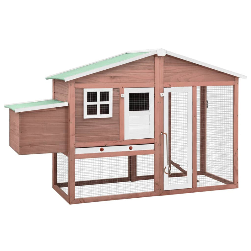 vidaXL Chicken Coop with Nest Box Grey and White Solid Fir Wood