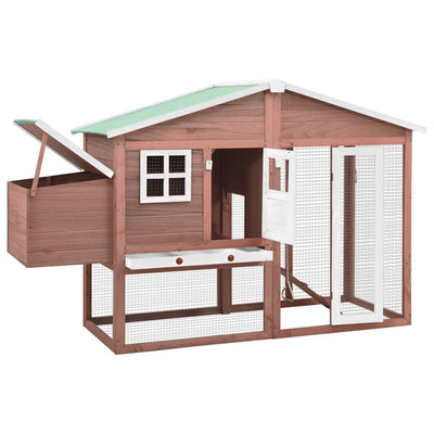 vidaXL Chicken Coop with Nest Box Grey and White Solid Fir Wood