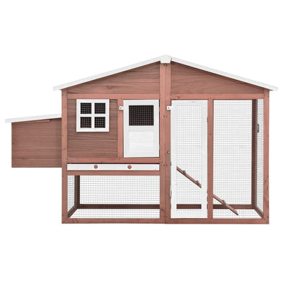 vidaXL Chicken Coop with Nest Box Grey and White Solid Fir Wood