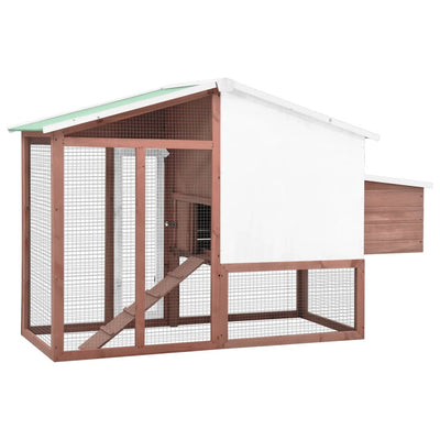 vidaXL Chicken Coop with Nest Box Grey and White Solid Fir Wood