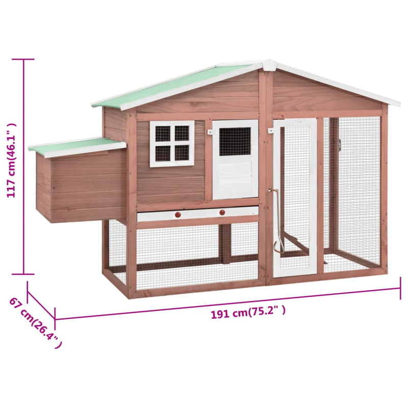 vidaXL Chicken Coop with Nest Box Grey and White Solid Fir Wood