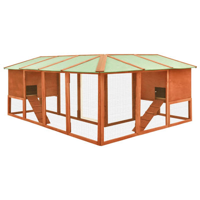 vidaXL Outdoor Rabbit Hutch with Run Grey and White Solid Fir Wood