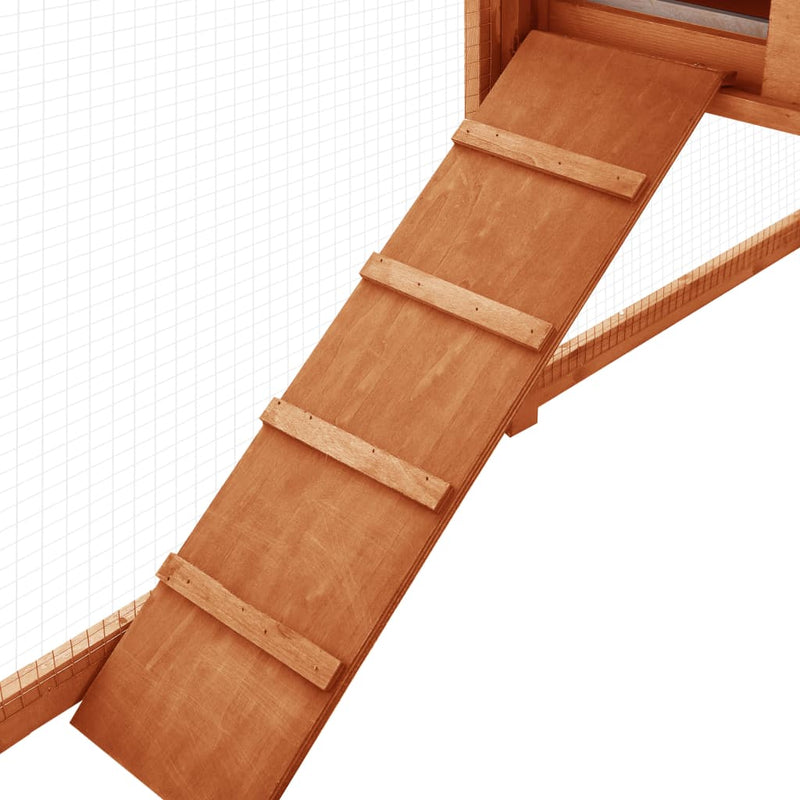 vidaXL Outdoor Rabbit Hutch with Run Grey and White Solid Fir Wood