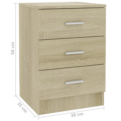 vidaXL Bedside Cabinet Sonoma Oak 38x35x56 cm Engineered Wood