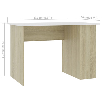 vidaXL Desk Sonoma Oak 110x60x73 cm Engineered Wood