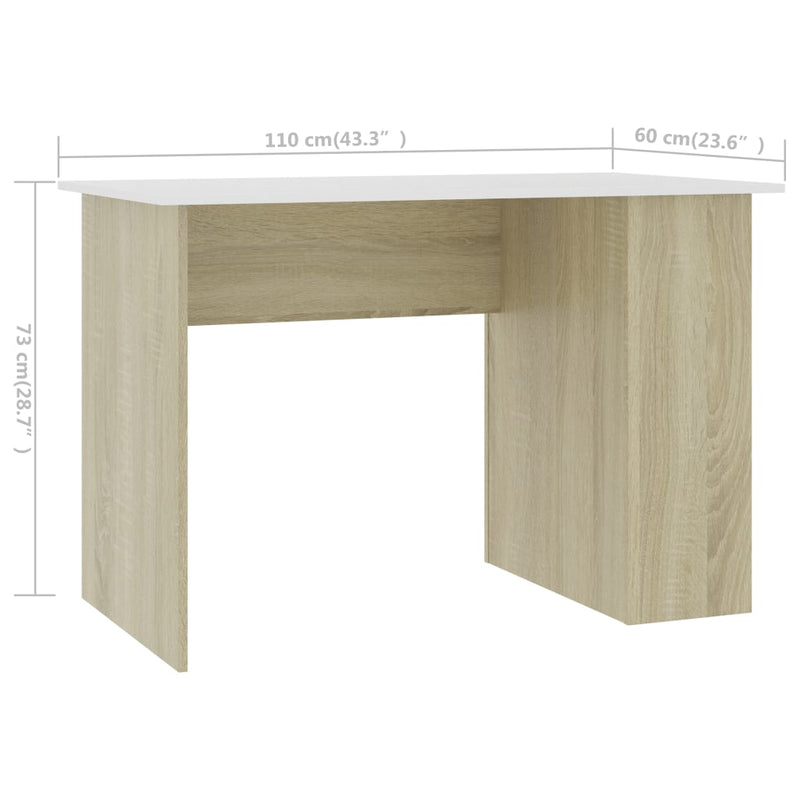 vidaXL Desk Sonoma Oak 110x60x73 cm Engineered Wood