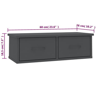 vidaXL Wall-mounted Drawer Shelf Sonoma Oak 60x26x18.5 cm Engineered Wood