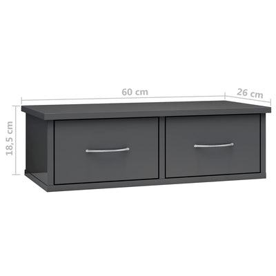 vidaXL Wall-mounted Drawer Shelf Sonoma Oak 60x26x18.5 cm Engineered Wood