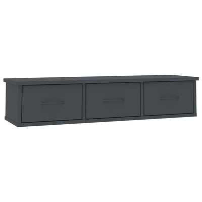 vidaXL Wall-mounted Drawer Shelf Black 88x26x18.5 cm Engineered Wood
