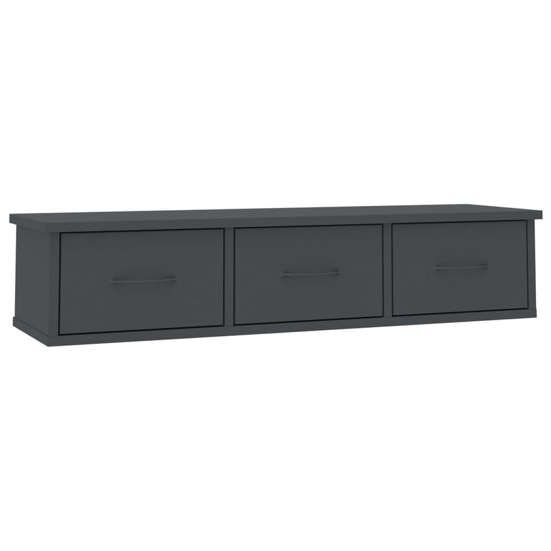 vidaXL Wall-mounted Drawer Shelf Black 88x26x18.5 cm Engineered Wood
