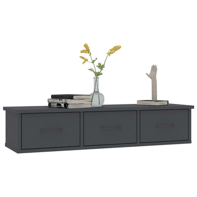 vidaXL Wall-mounted Drawer Shelf Black 88x26x18.5 cm Engineered Wood