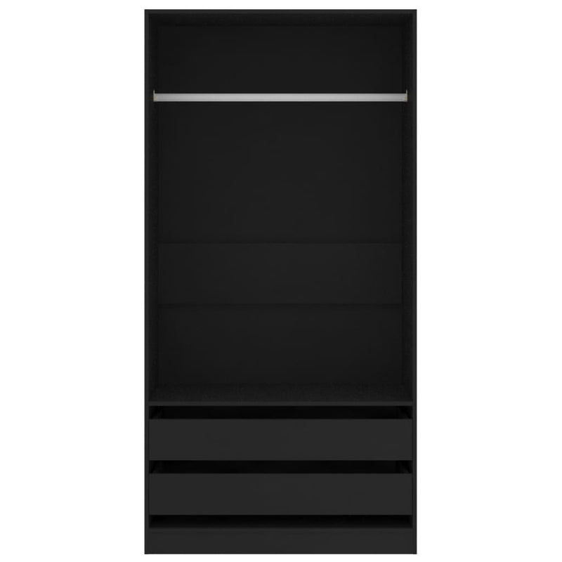 vidaXL Wardrobe Black 100x50x200 cm Engineered Wood