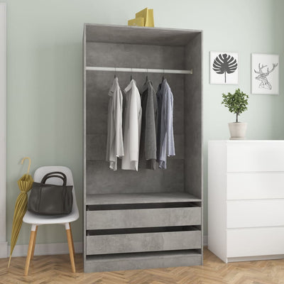 vidaXL Wardrobe Black 100x50x200 cm Engineered Wood