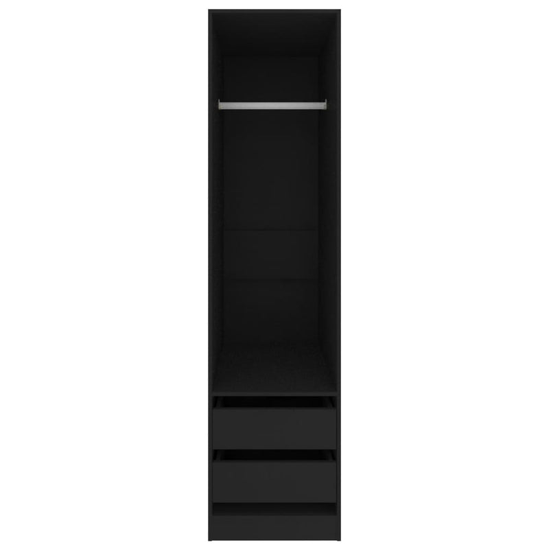 vidaXL Wardrobe with Drawers Black 50x50x200 cm Engineered Wood