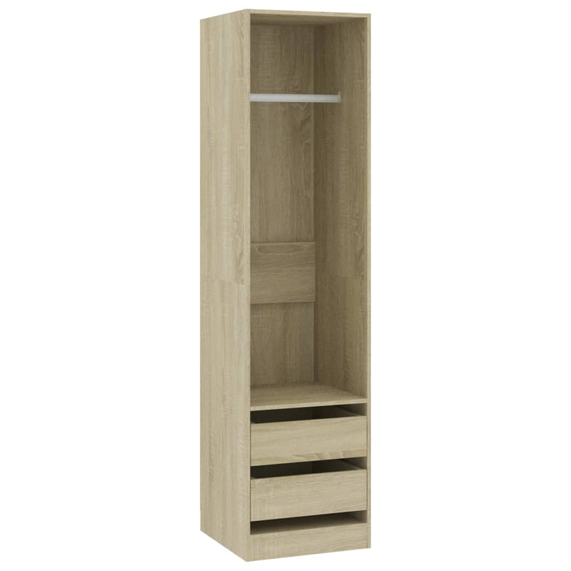 vidaXL Wardrobe with Drawers Black 50x50x200 cm Engineered Wood