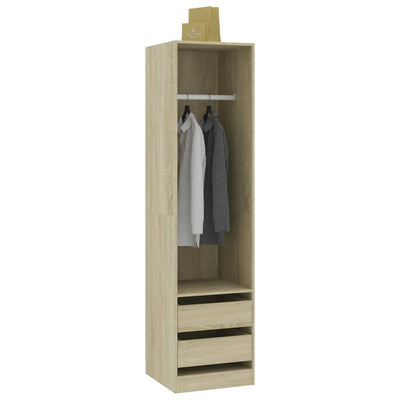 vidaXL Wardrobe with Drawers Black 50x50x200 cm Engineered Wood