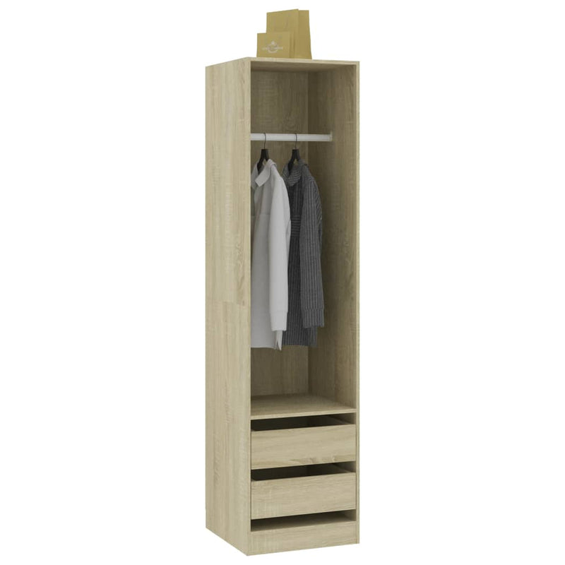 vidaXL Wardrobe with Drawers Black 50x50x200 cm Engineered Wood
