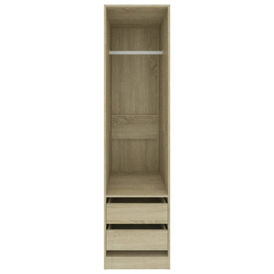 vidaXL Wardrobe with Drawers Black 50x50x200 cm Engineered Wood