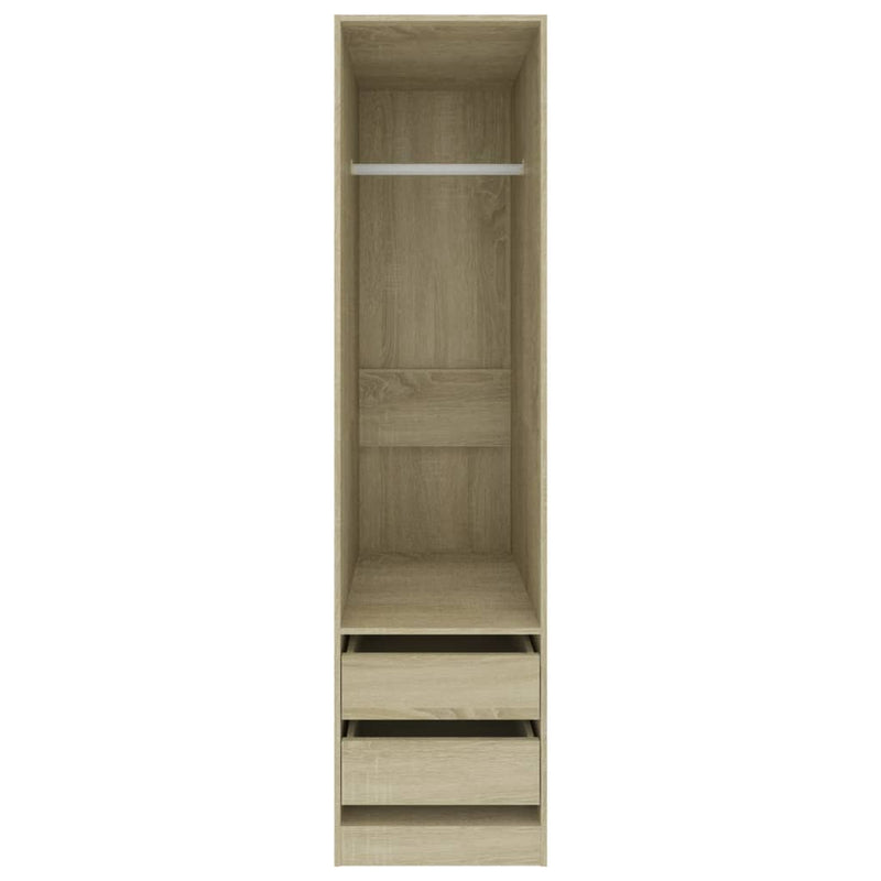 vidaXL Wardrobe with Drawers Black 50x50x200 cm Engineered Wood