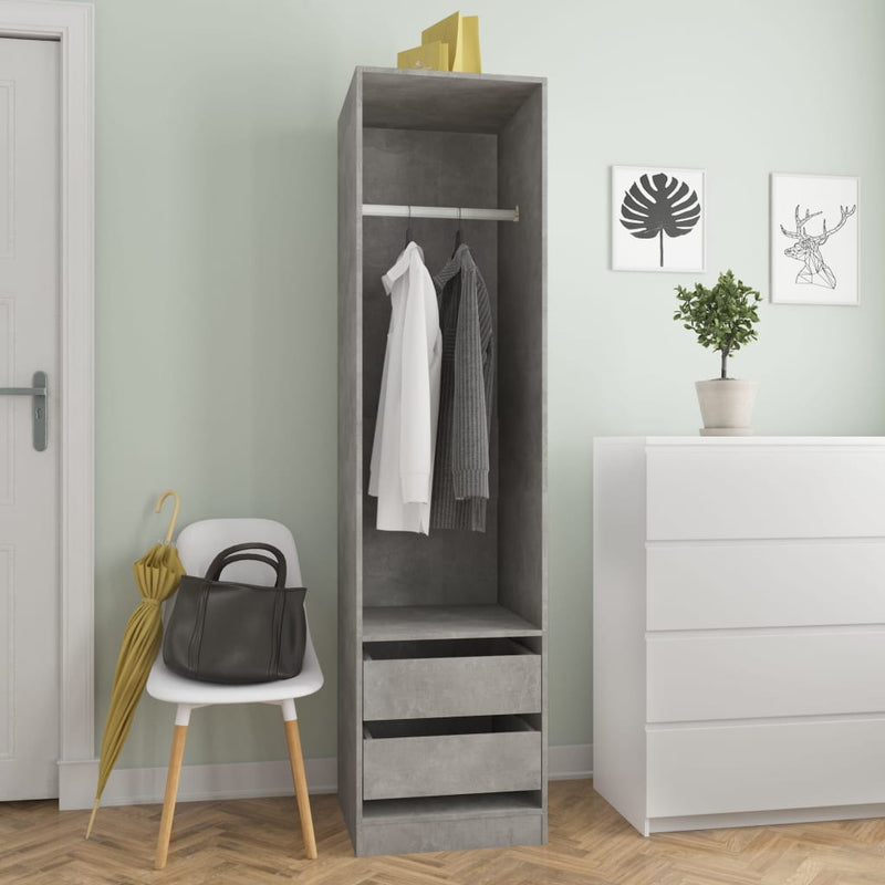 vidaXL Wardrobe with Drawers Black 50x50x200 cm Engineered Wood