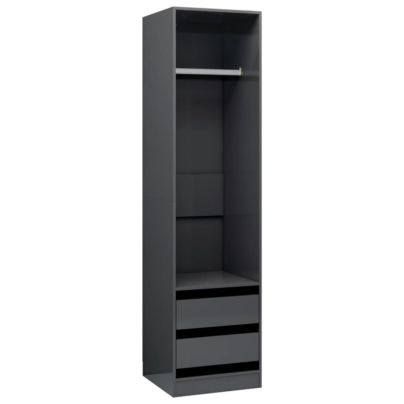 vidaXL Wardrobe with Drawers Black 50x50x200 cm Engineered Wood