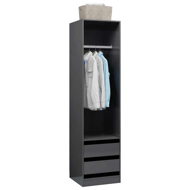 vidaXL Wardrobe with Drawers Black 50x50x200 cm Engineered Wood