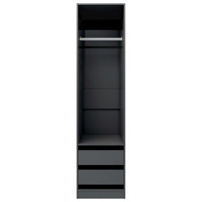 vidaXL Wardrobe with Drawers Black 50x50x200 cm Engineered Wood
