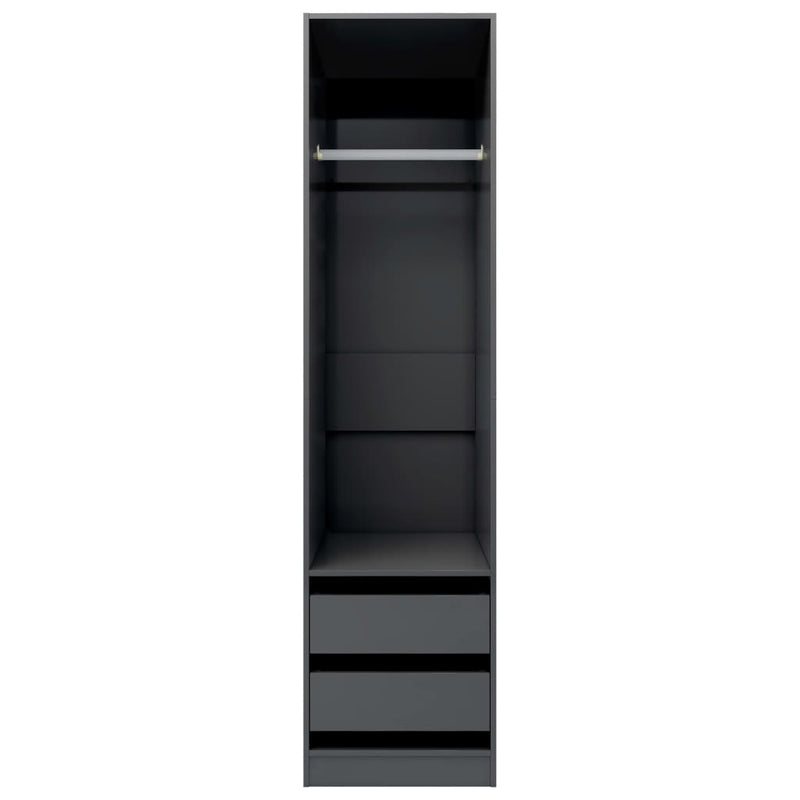 vidaXL Wardrobe with Drawers Black 50x50x200 cm Engineered Wood