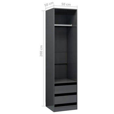 vidaXL Wardrobe with Drawers Black 50x50x200 cm Engineered Wood