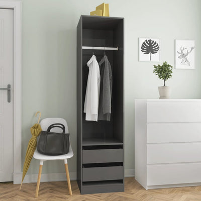 vidaXL Wardrobe with Drawers Black 50x50x200 cm Engineered Wood