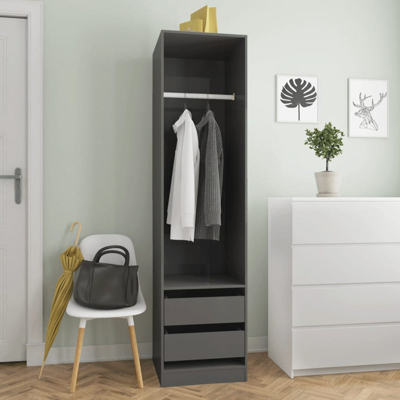 vidaXL Wardrobe with Drawers Black 50x50x200 cm Engineered Wood