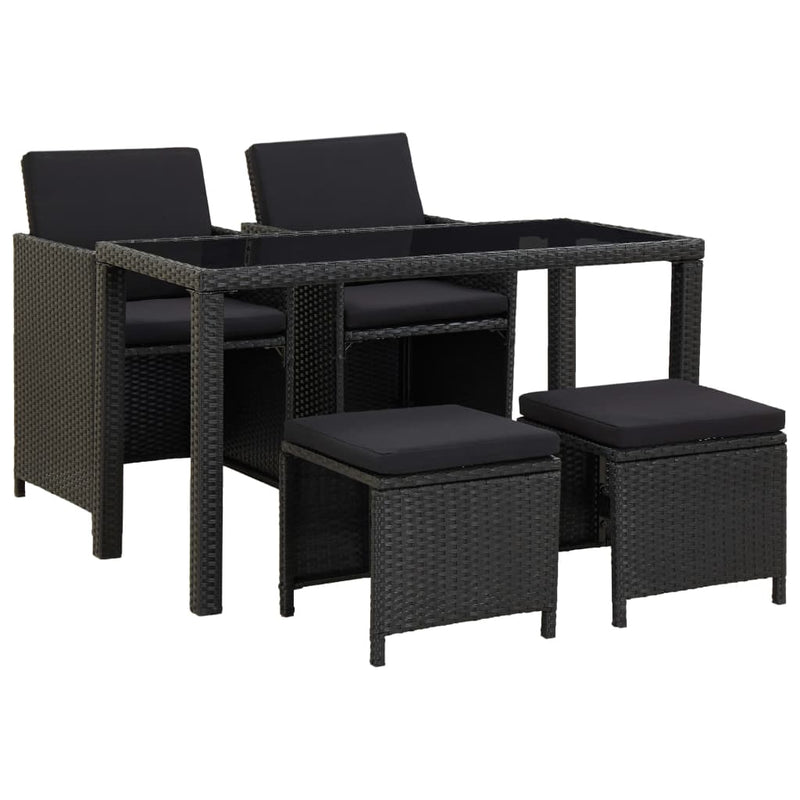 vidaXL 5 Piece Outdoor Dining Set with Cushions Poly Rattan Brown