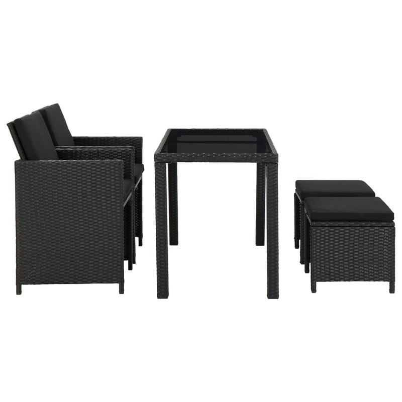 vidaXL 5 Piece Outdoor Dining Set with Cushions Poly Rattan Brown