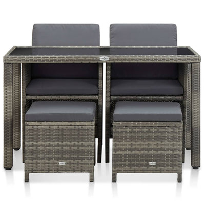 vidaXL 5 Piece Outdoor Dining Set with Cushions Poly Rattan Brown