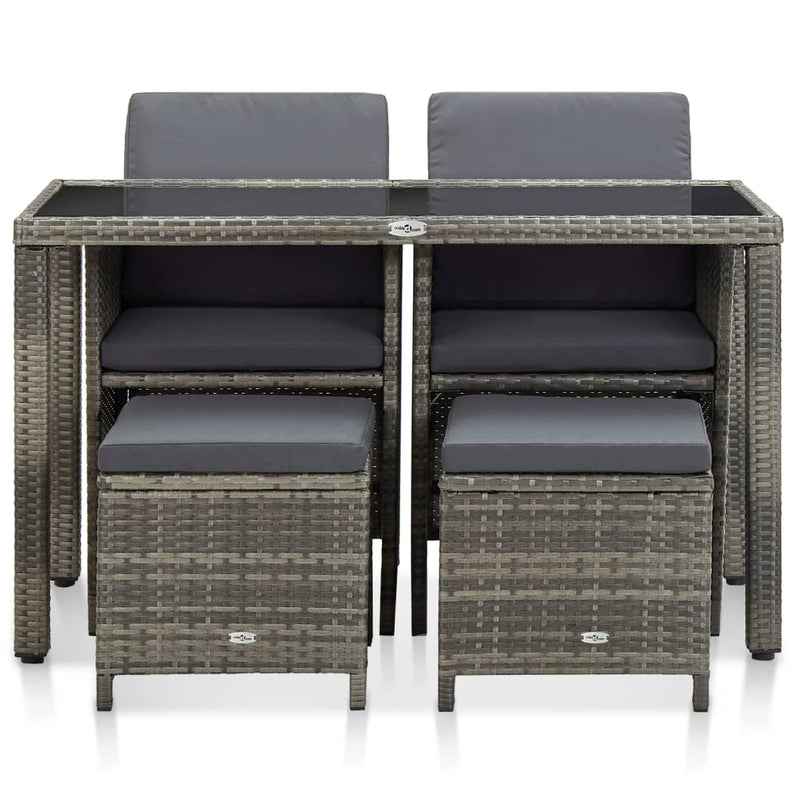 vidaXL 5 Piece Outdoor Dining Set with Cushions Poly Rattan Brown