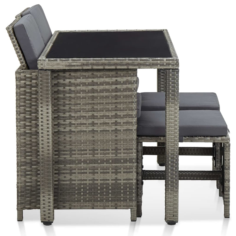 vidaXL 5 Piece Outdoor Dining Set with Cushions Poly Rattan Brown
