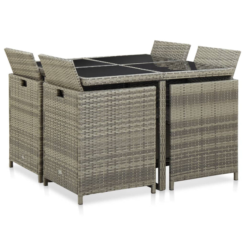 vidaXL 9 Piece Outdoor Dining Set with Cushions Poly Rattan Brown