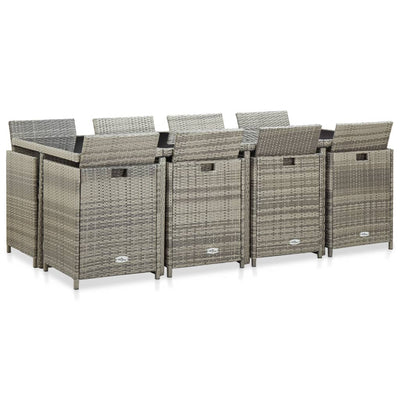 vidaXL 13 Piece Outdoor Dining Set with Cushions Poly Rattan Brown