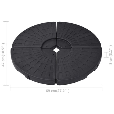 vidaXL Umbrella Base Fan-shaped 4 pcs Black