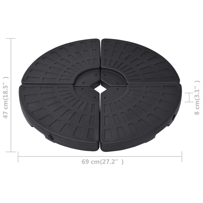 vidaXL Umbrella Base Fan-shaped 4 pcs Black