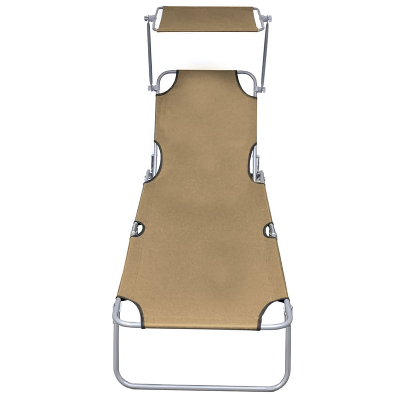 vidaXL Folding Sun Lounger with Canopy Black Aluminium