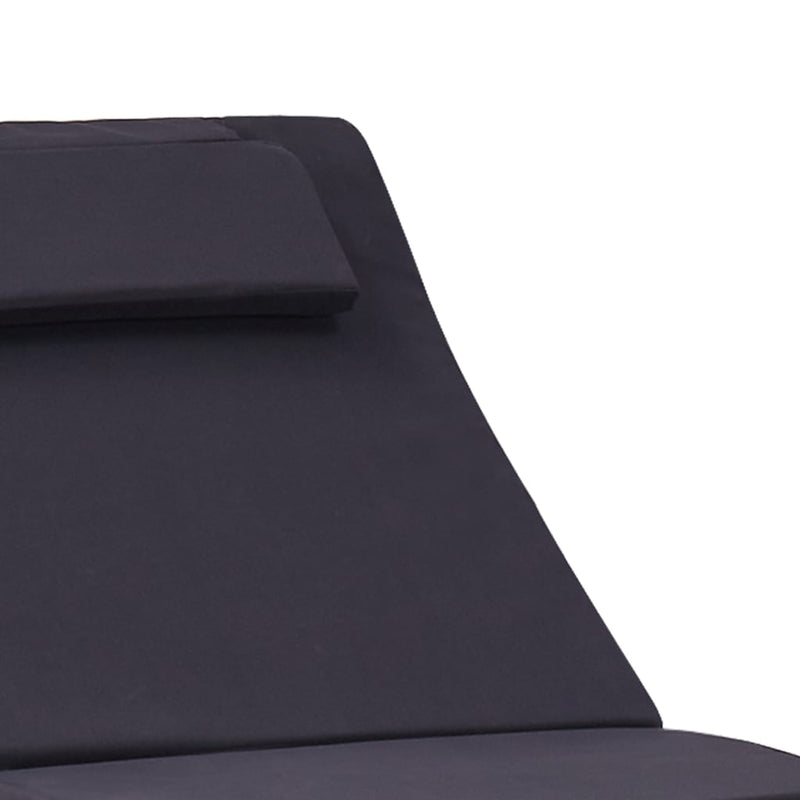 vidaXL Sunbed with Cushion Poly Rattan Black