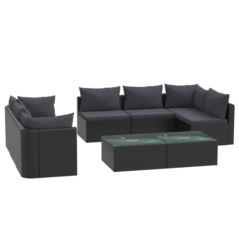 vidaXL 9 Piece Garden Lounge Set with Cushions Poly Rattan Black