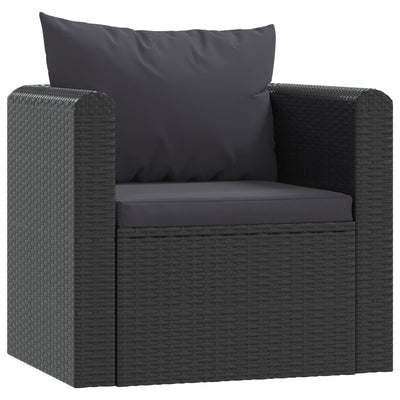 vidaXL 9 Piece Garden Lounge Set with Cushions Poly Rattan Black