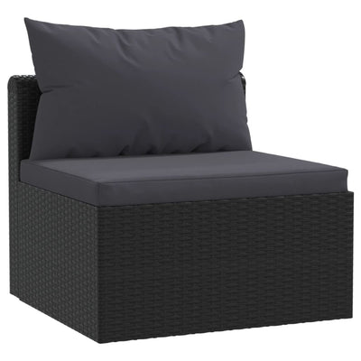 vidaXL 9 Piece Garden Lounge Set with Cushions Poly Rattan Black