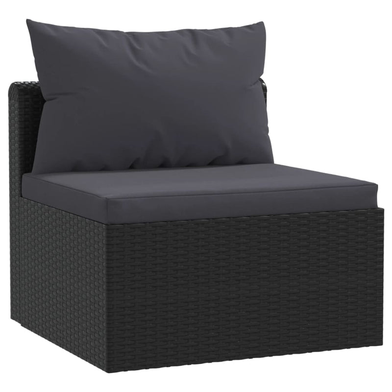 vidaXL 9 Piece Garden Lounge Set with Cushions Poly Rattan Black